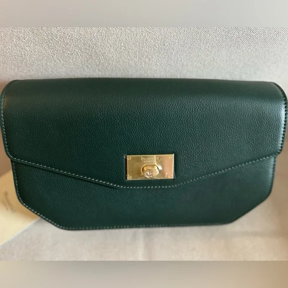 NWT MONCRIEF LONDON Taylor Forest Green Leather Shoulder Bag - Picture 4 of 10